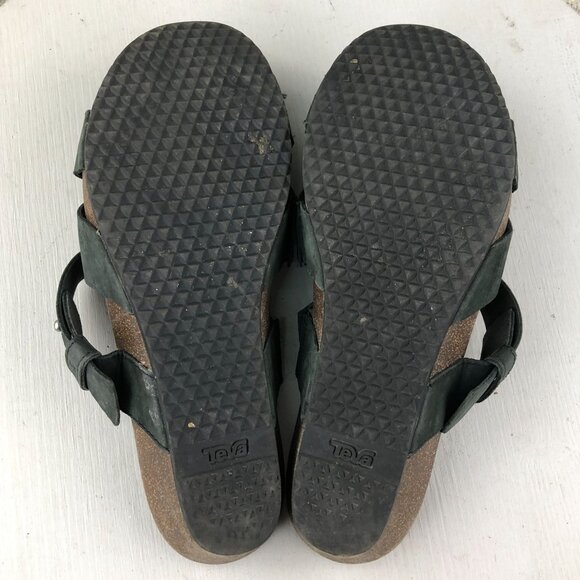 Teva Women's Size 10 Mahonia Black Leather Crisscross Slide Wedge Sandals - Picture 10 of 15